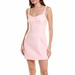 LIKELY Elise Mini Dress New Pink + Pearl Detail Size 8